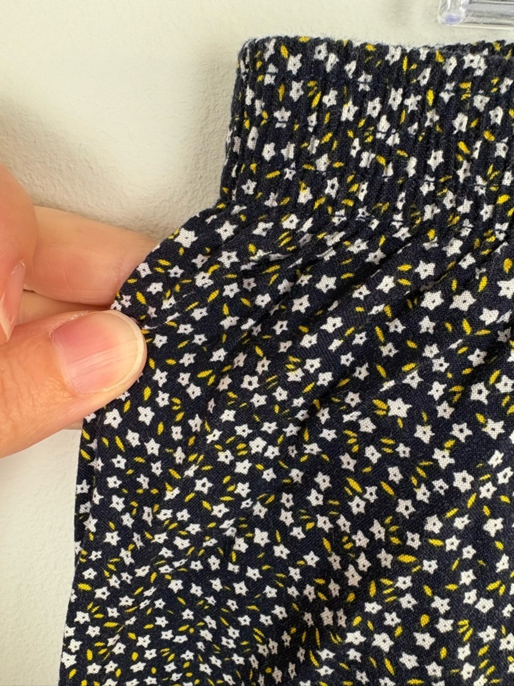 Vintage 90s Navy Blue Midi Skirt w/ White Flower Print 2X elastic waist modest - Picture 4 of 11